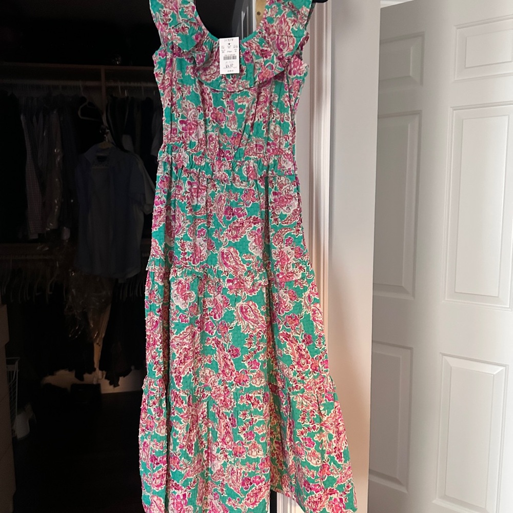 Floral Sleeveless Dress in Green and Pink